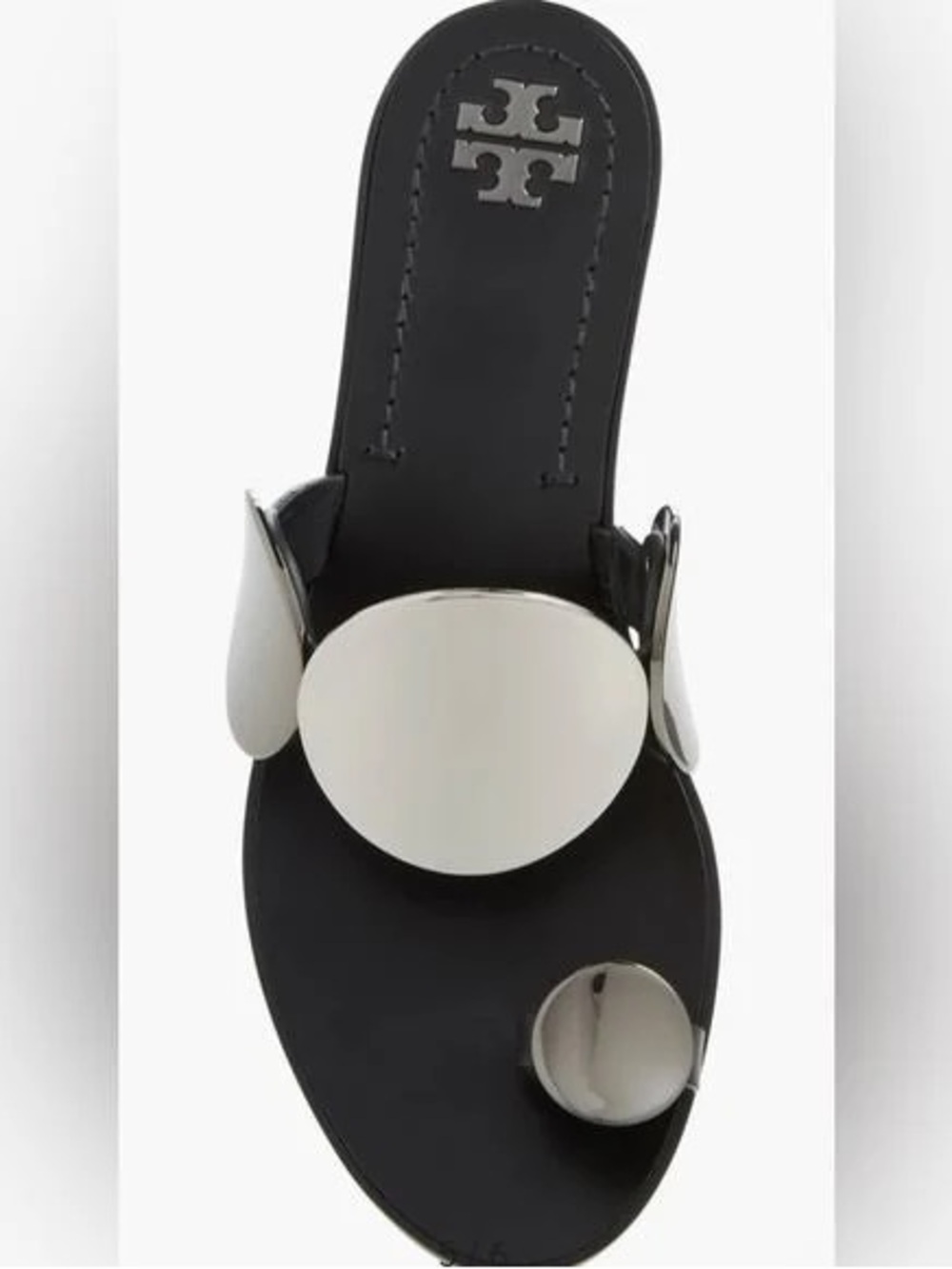 Tory Burch Black Slide Sandal with Silver Discs